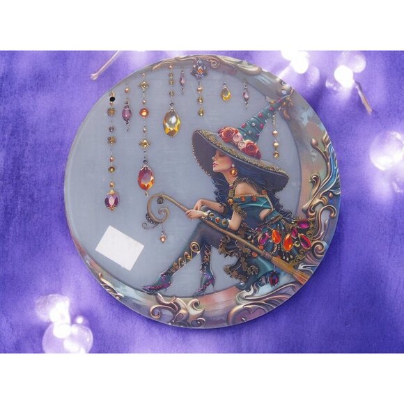 Crystal Moon Witch Suncatcher Acrylic 8"x8" Wall Hanging Art Décor - Picture 3 of 11